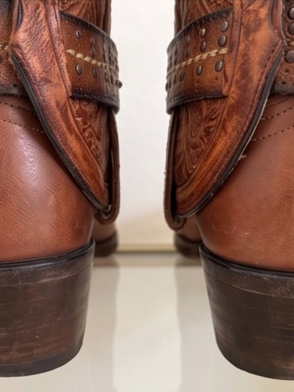 Custom, vintage-embossed foldover leather boots from Kemo Sabe - Picture 16 of 16